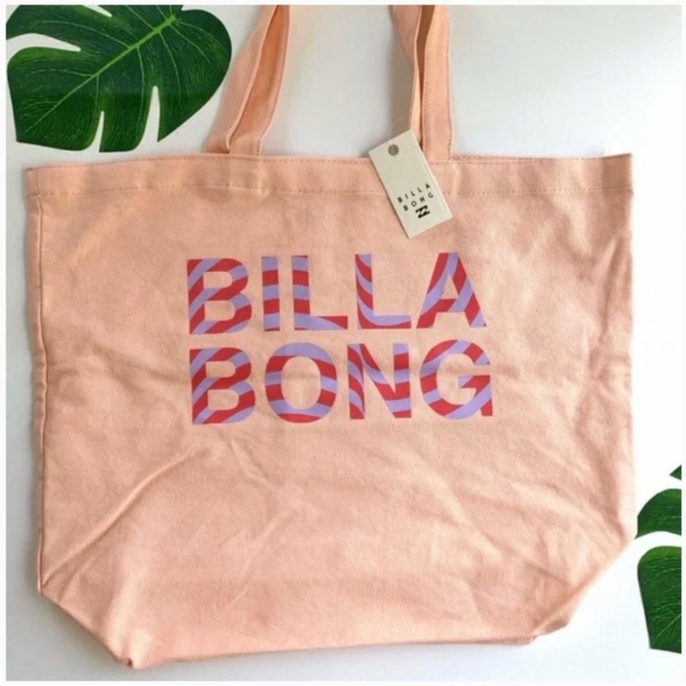 Billabong Canvas Salmon Pink Tote Bag - Picture 2 of 5